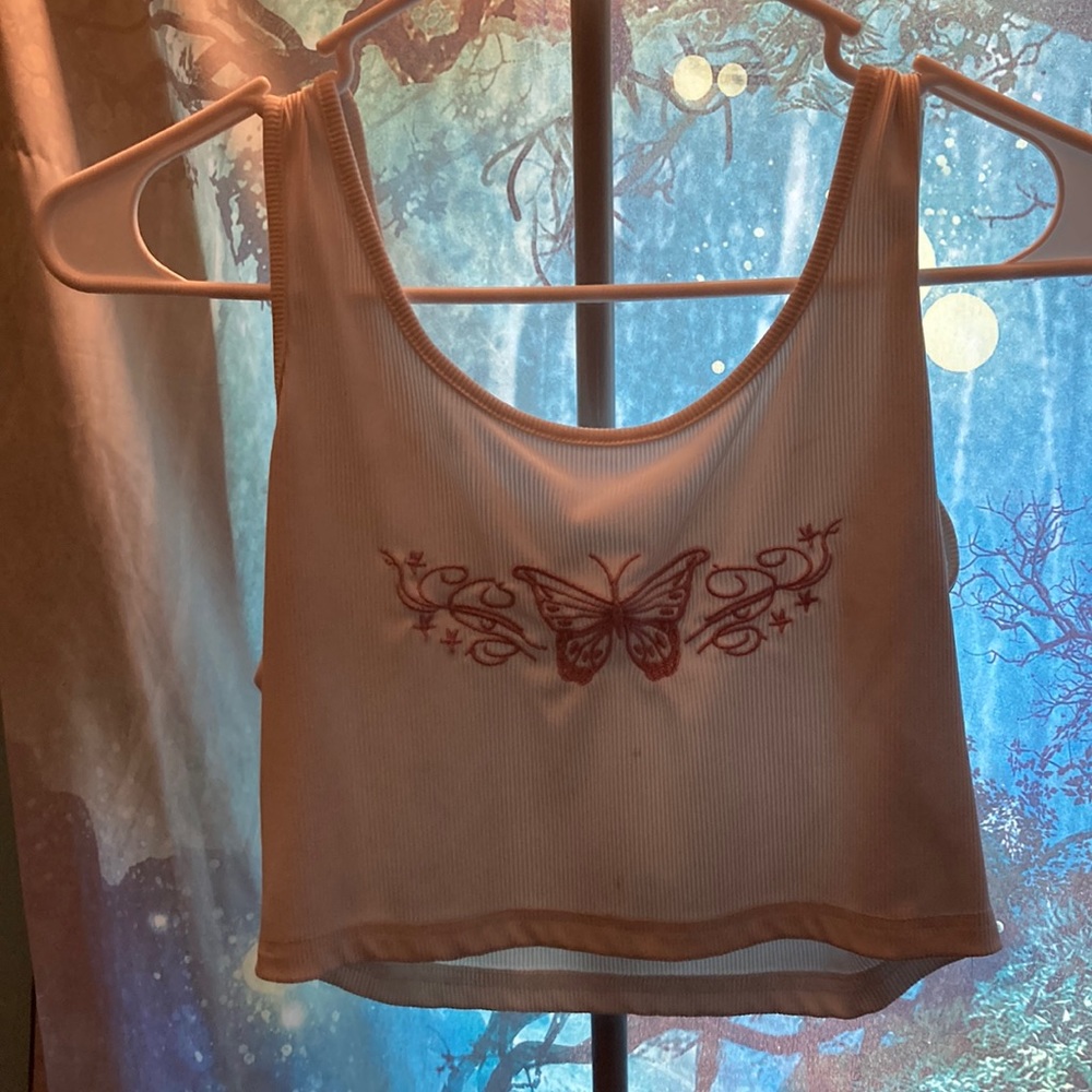 Pink butterfly tank top
